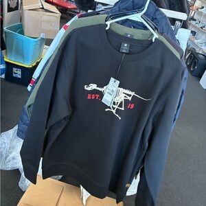 G star raw sweatshirt Black Skeleton Dog Dry Ashor Retail $140 New With Tags